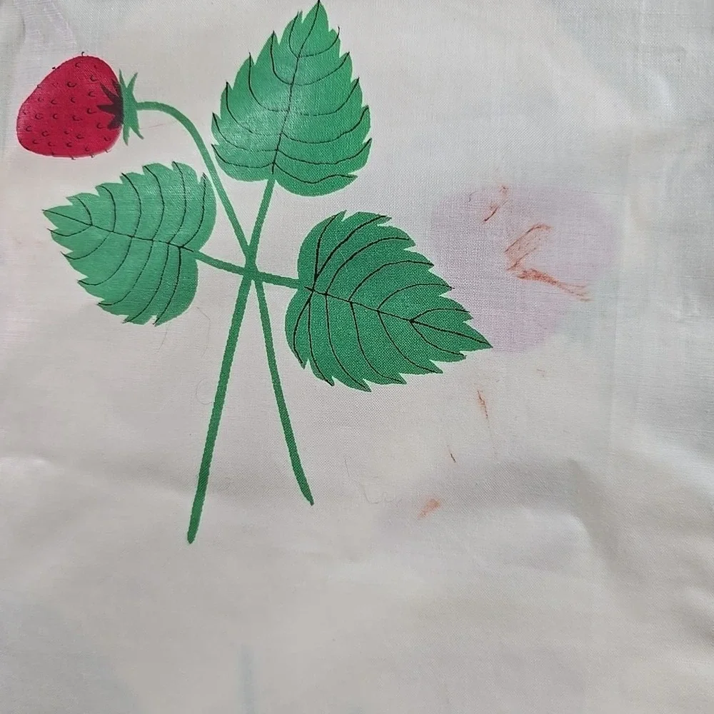 Vintage Swiss Chintz Fabric Strawberry Print‎ Jean Papon 1.2m Decor Textile FLAW